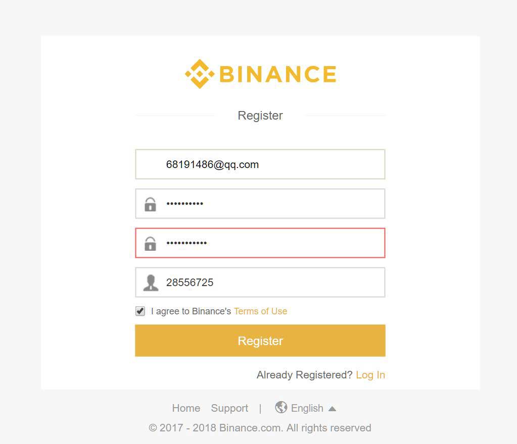 binance registration